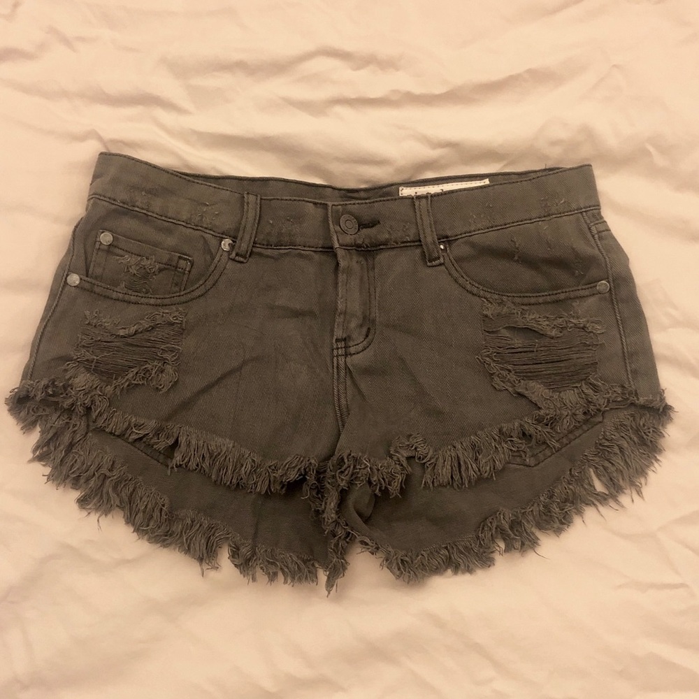 Gray denim shorts